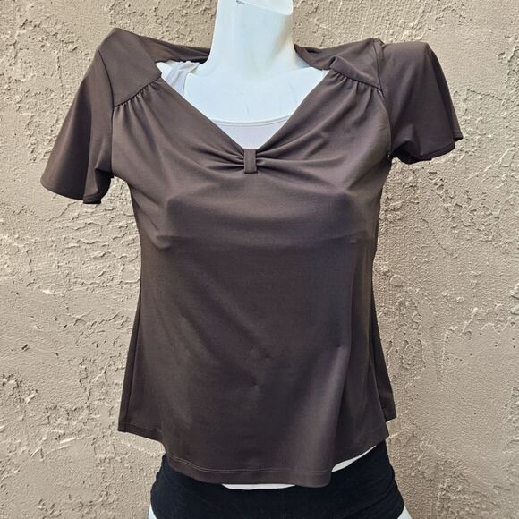 Anne Klein Sport Brown Short Sleeve Top Size L - Picture 8 of 8